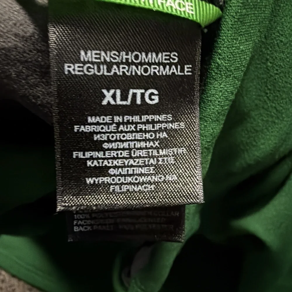 The North Face Jacket Men's XL‎ Softshell Green Fleece Lined Full Zip